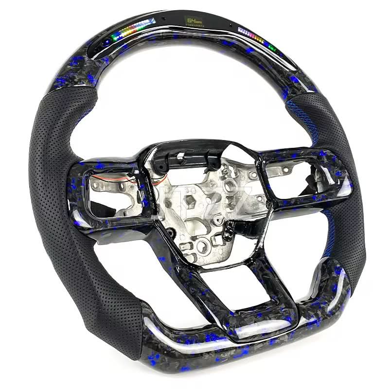 Blue Carbon Fiber With Led Light Steering Wheel – Ford Mustang S650 (2024+) - Exotics Carbon Design