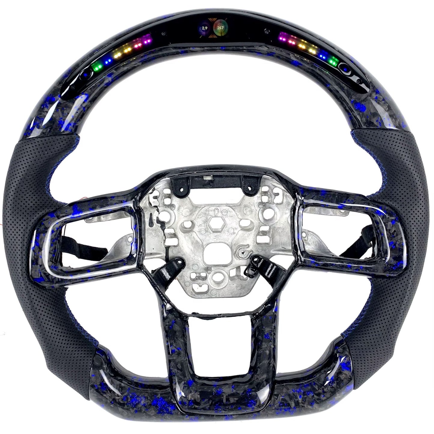 Blue Carbon Fiber With Led Light Steering Wheel – Ford Mustang S650 (2024+) - Exotics Carbon Design