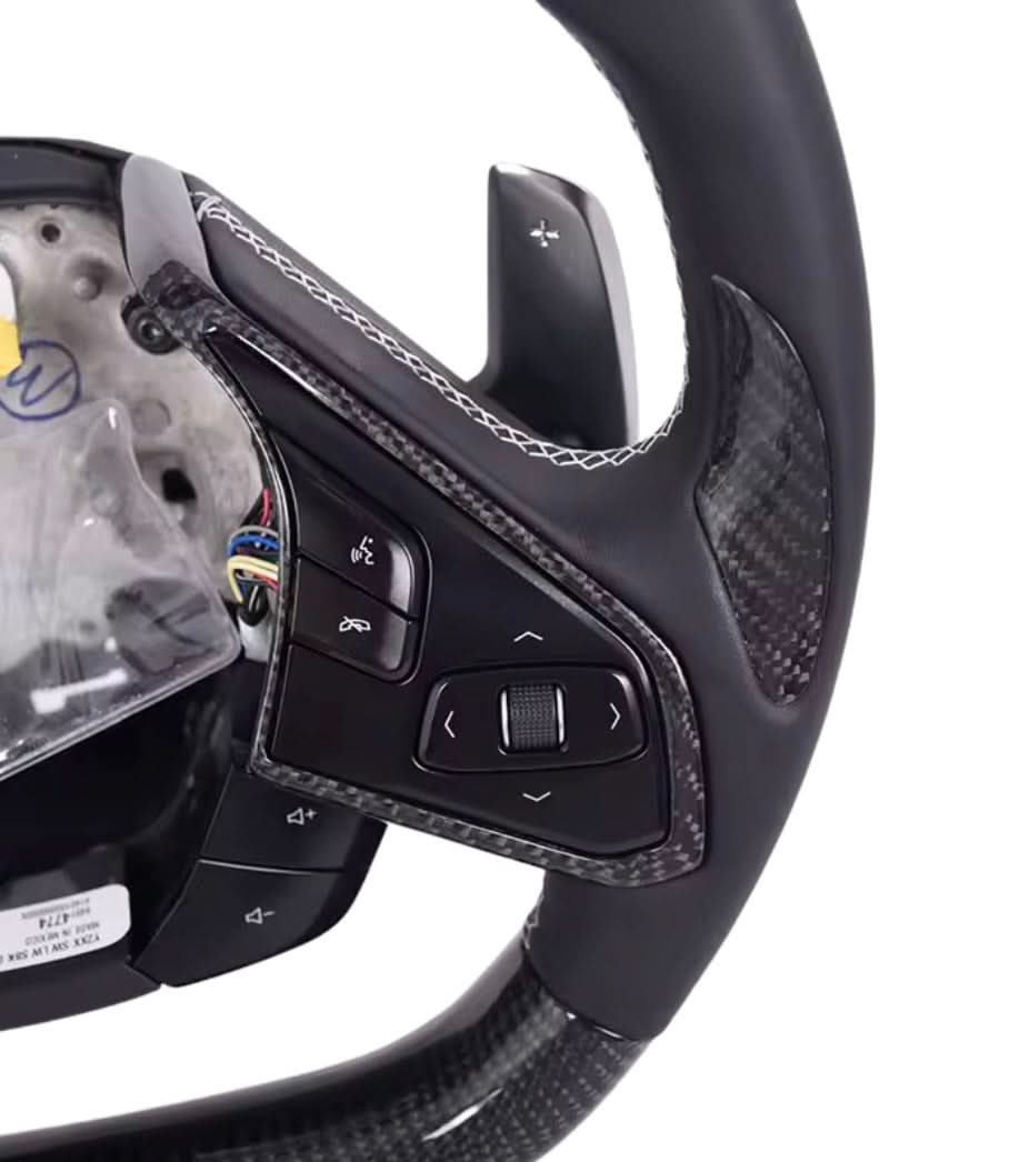 Carbon Fiber & Leather Steering Wheel - Chevrolet Corvette C8 (2020–2024) - Exotics Carbon Design