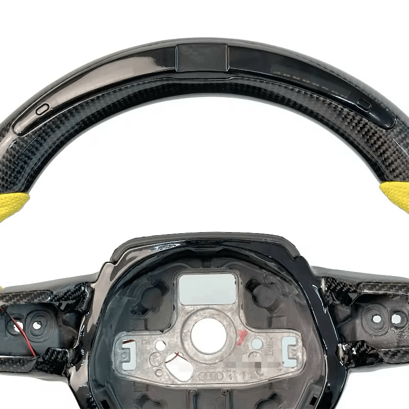 Carbon Fiber LED Steering Wheel with Yellow Leather – Lamborghini Huracán LP580 - 2 / LP610 - 4 - Exotics Carbon Design