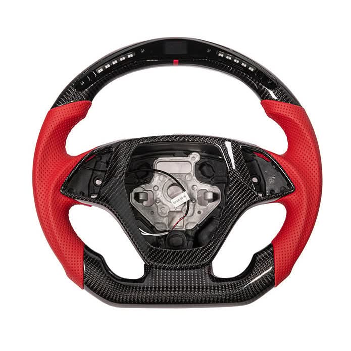 Carbon Fiber Steering Wheel with Red Leather & LED Shift Lights - Chevrolet Corvette C7 (2014–2019) - Exotics Carbon Design