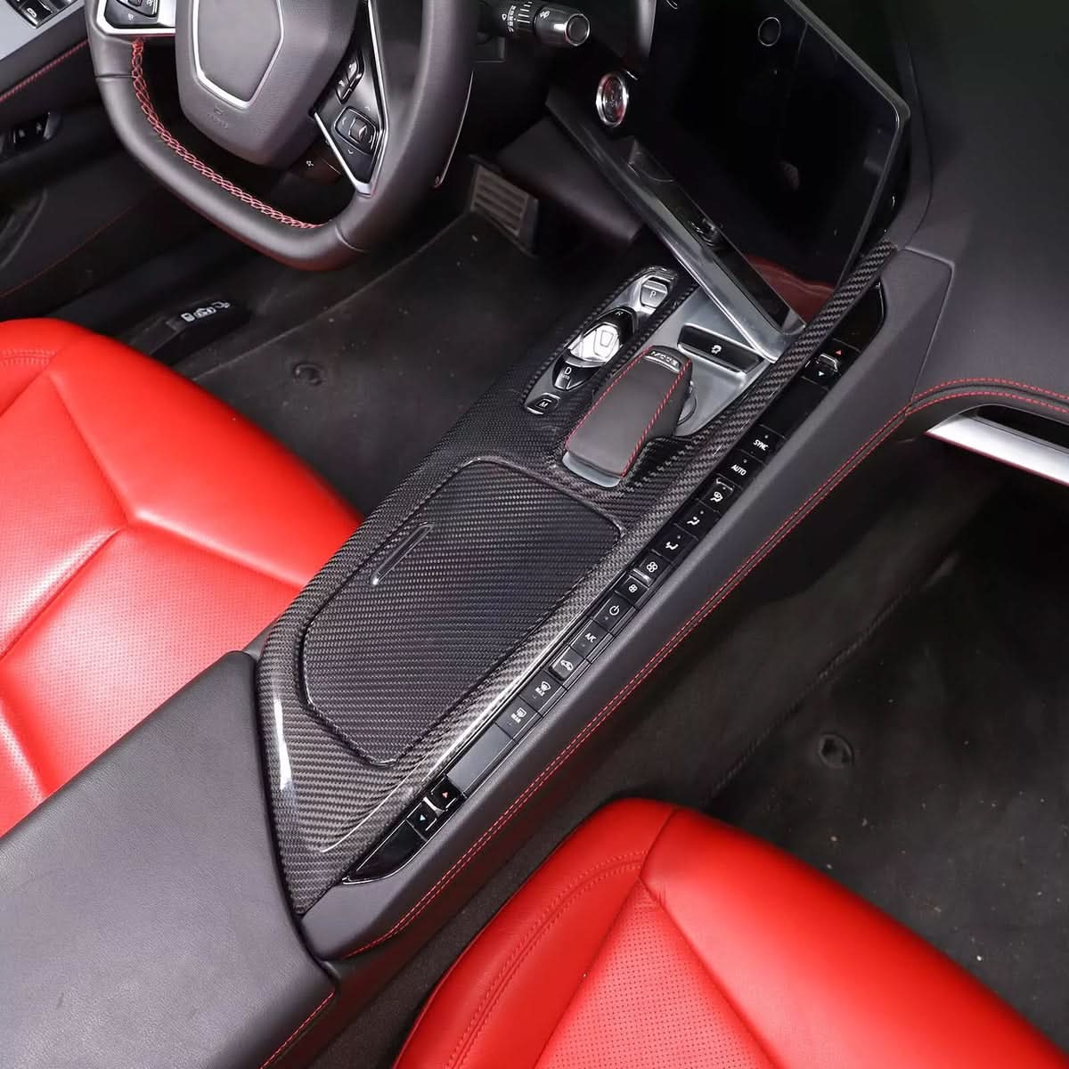 Corvette C8 (2020 - 2024) - Carbon Fiber Gear Shift Center Console Panel Cover - Exotics Carbon Design