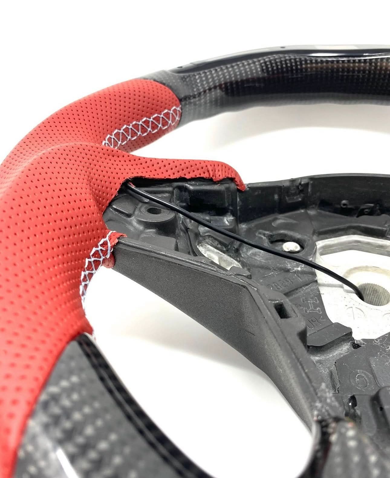 Custom LED Carbon Fiber & Red Leather Steering Wheel - Toyota GR Supra A90 / A91 (2020–2025) - Exotics Carbon Design