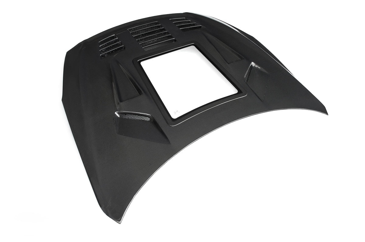 17-22 Nissan GT-R R35 V2 CMST Style Carbon Fiber Engine Show Vented Hood - Exotics Carbon Design