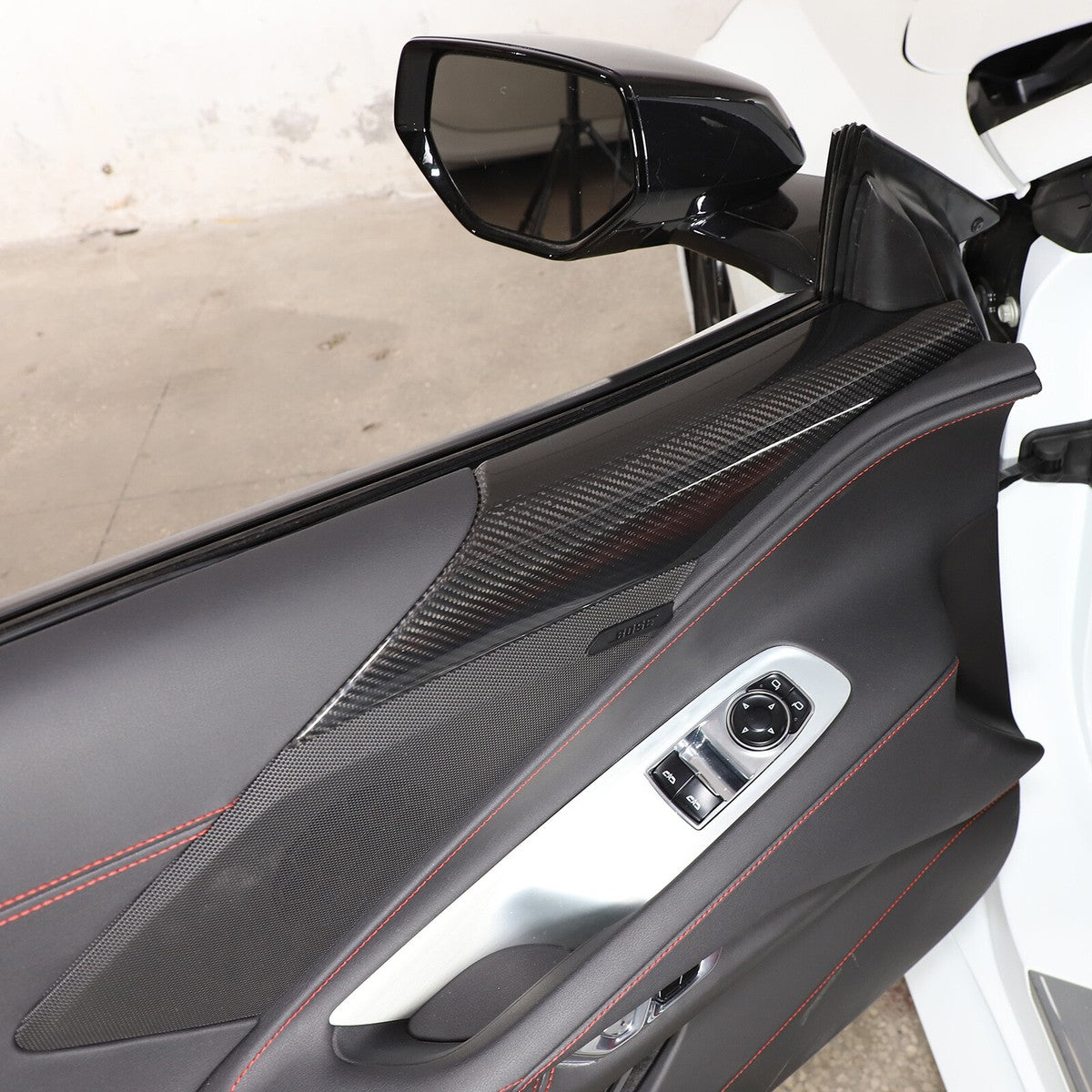 Chevrolet Corvette C8 Real Carbon Fiber Door Speaker Upper Trim Covers