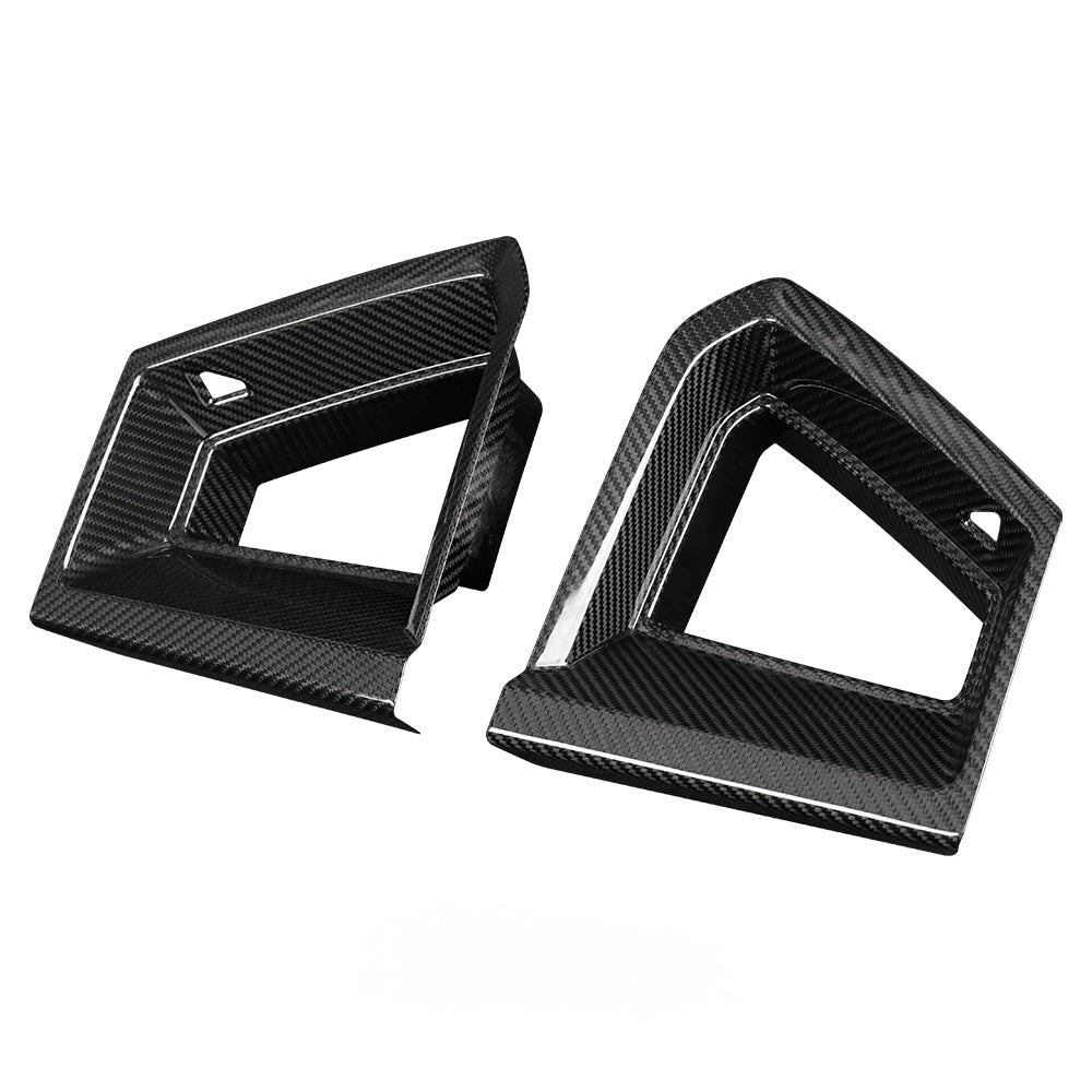 2024+ Ford Mustang EcoBoost Real Carbon Fiber Front Bumper Grill Trim Covers - Exotics Carbon Design