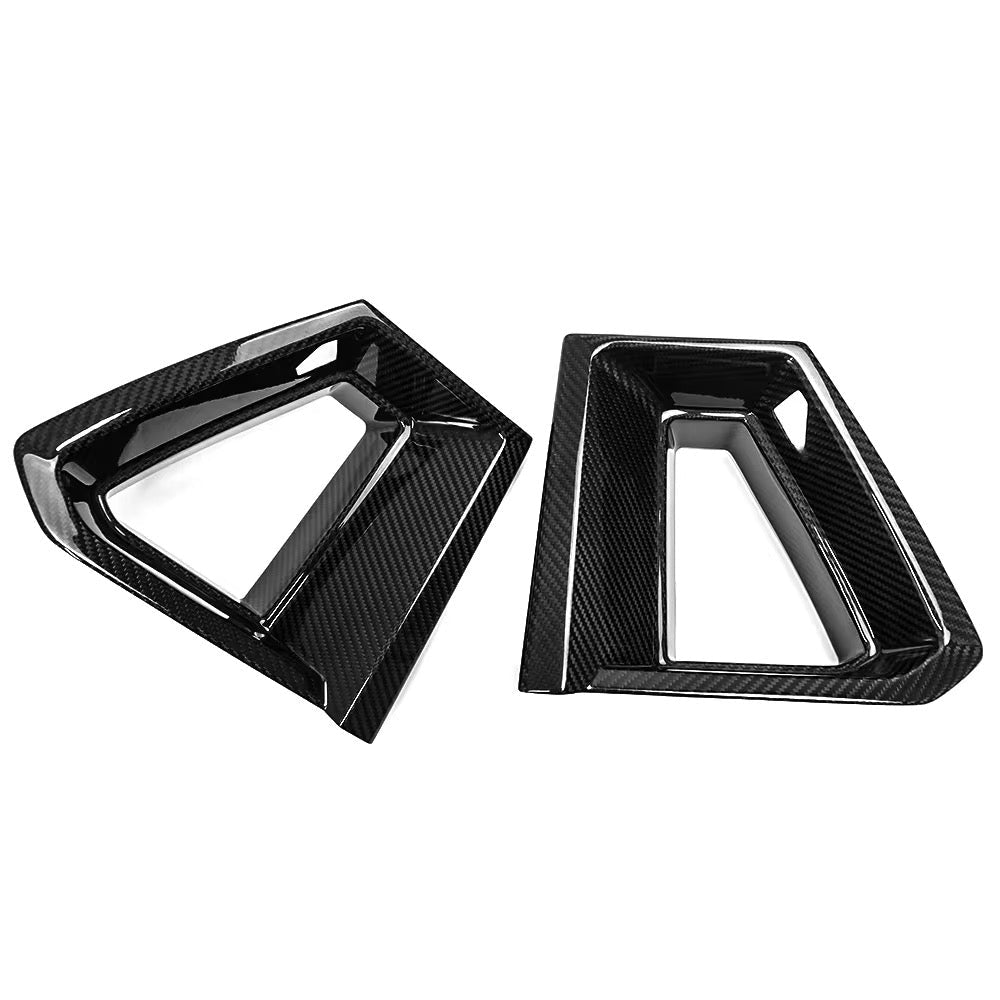 2024+ Ford Mustang EcoBoost Real Carbon Fiber Front Bumper Grill Trim Covers - Exotics Carbon Design