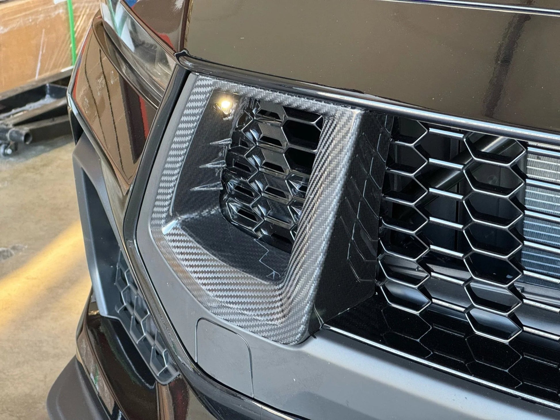 2024+ Ford Mustang EcoBoost Real Carbon Fiber Front Bumper Grill Trim Covers - Exotics Carbon Design