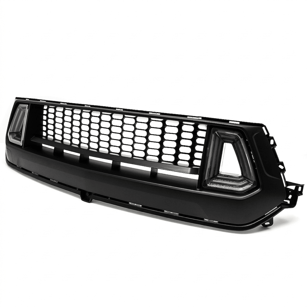 2024+ Ford Mustang - GT-Style Front Grille with Integrated LED Lights - Exotics Carbon Design