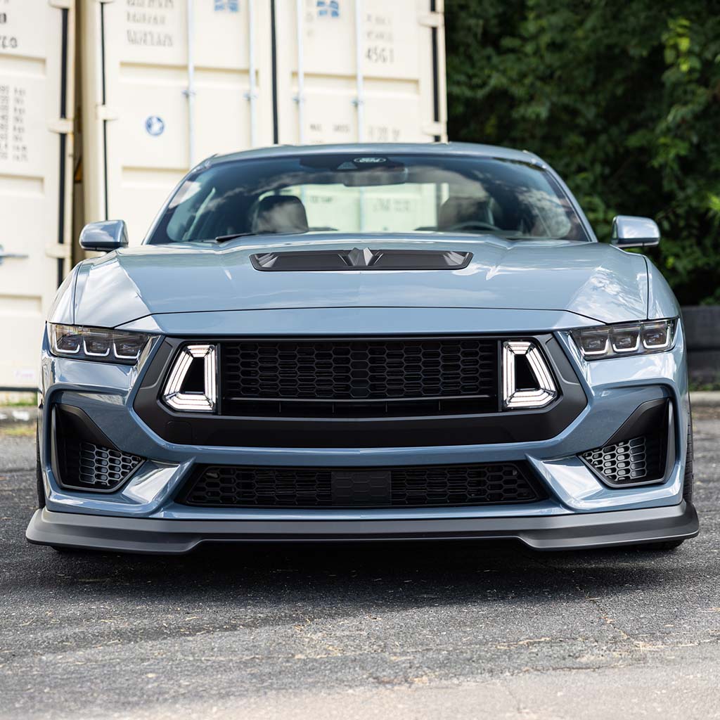 2024+ Ford Mustang - GT-Style Front Grille with Integrated LED Lights - Exotics Carbon Design