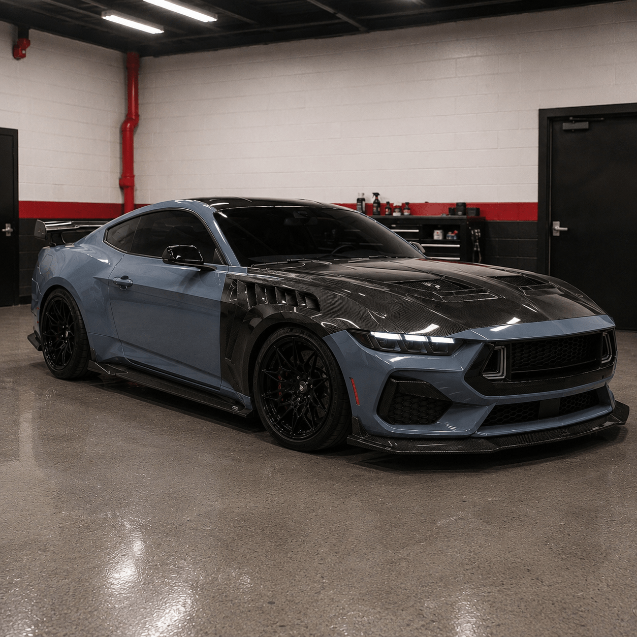 2024+ Ford Mustang GTD-Style Carbon Fiber Front Fenders (V1) - Exotics Carbon Design