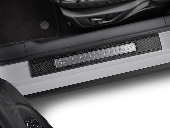 2024+ Ford Mustang Real Carbon Fiber Door Sill Trim Covers - Exotics Carbon Design