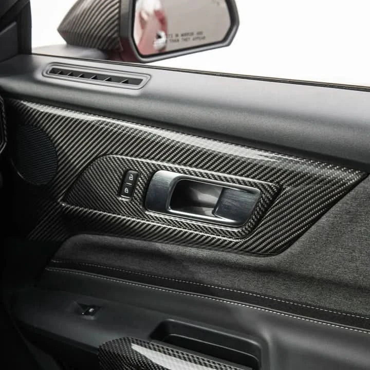 (2024+) Ford Mustang S650 – Carbon Fiber Inner Door Panel Trim - Exotics Carbon Design