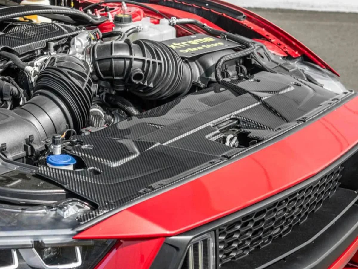 2024+ Ford Mustang S650 - Carbon Fiber Radiator Cover - Exotics Carbon Design