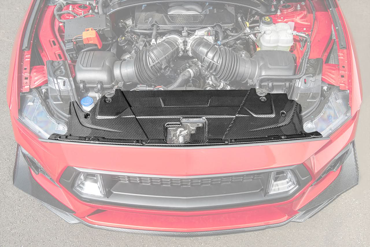 2024+ Ford Mustang S650 - Carbon Fiber Radiator Cover - Exotics Carbon Design