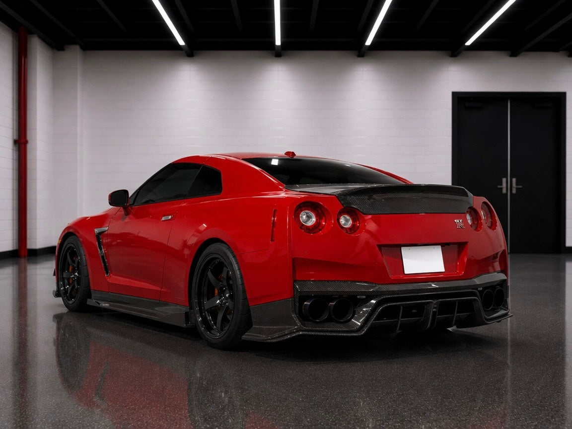 2017-2023 Nissan GT-R R35 IMP Style Carbon Fiber Rear Diffuser with LED Light