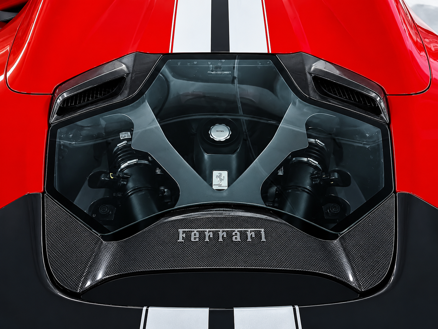 Ferrari 488 Spider Transparent Carbon Fiber Engine Bonnet