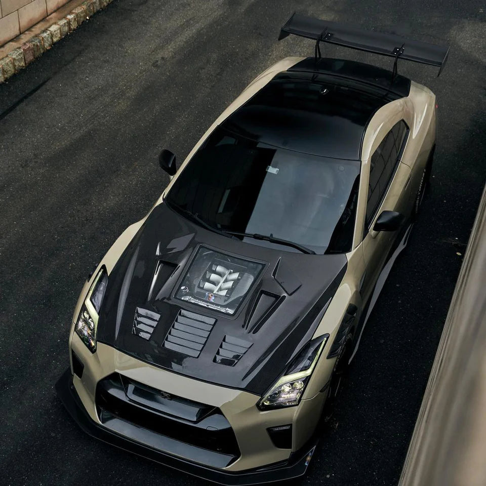 17-22 Nissan GT-R R35 V2 CMST Style Carbon Fiber Engine Show Vented Hood