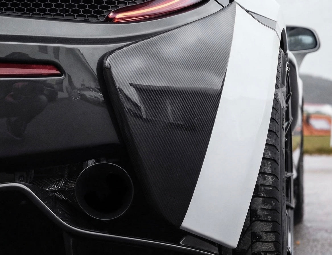 McLaren 570S NVC Style Carbon Fiber Rear Bumper Side Panels