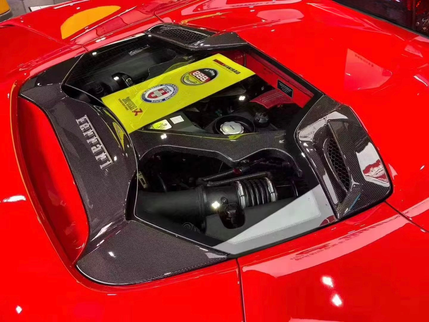 Ferrari 488 Spider Transparent Carbon Fiber Engine Bonnet