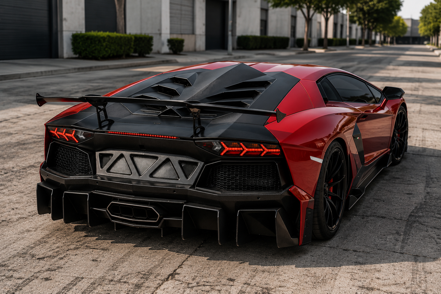 Carbon Fiber Rear Diffuser with fins - Lamborghini Aventador LP700
