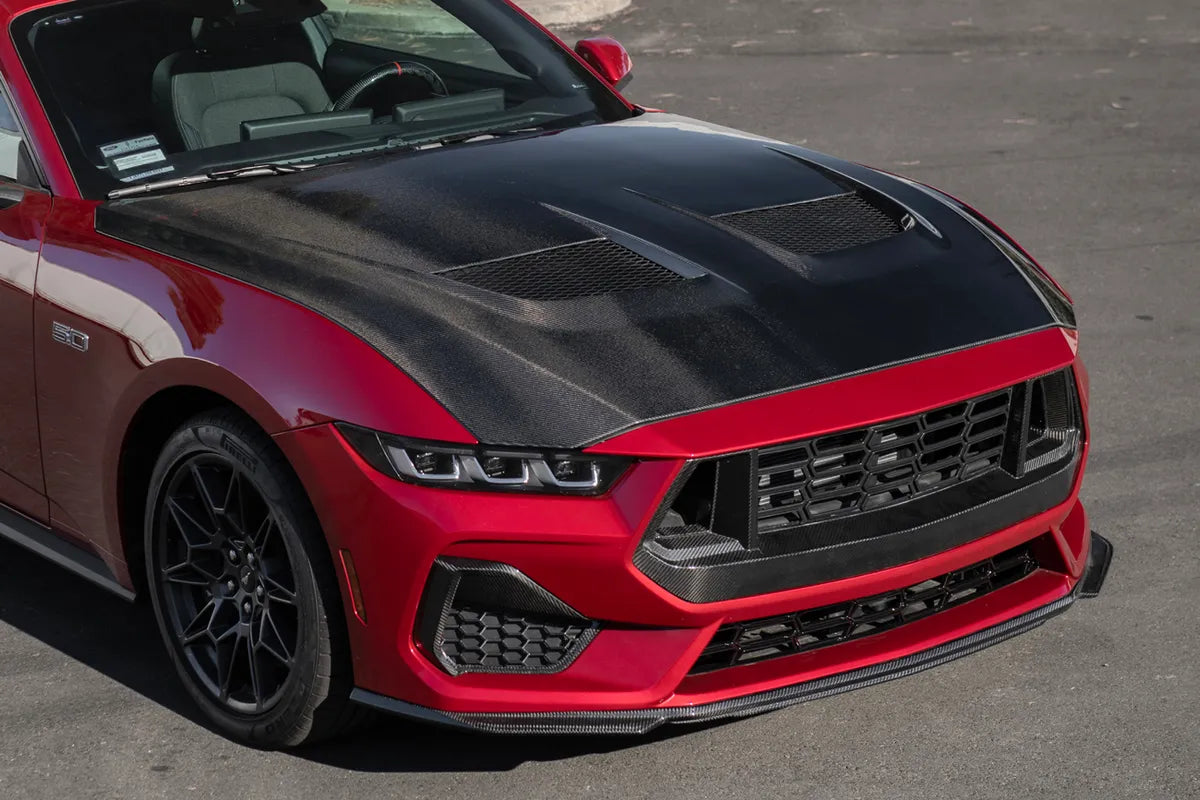 Shelby Style Carbon Fiber Vented Front Hood – Ford Mustang (2024+) - Exotics Carbon Design