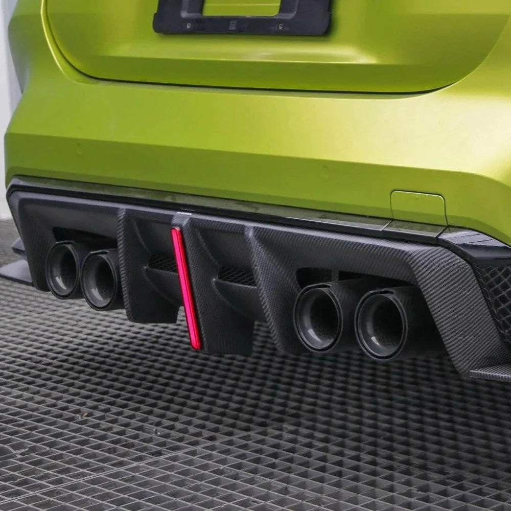 2 IN 1 AE STYLE CARBON FIBER LED REAR DIFFUSER AND SPLITTERS - BMW G80 M3 | G82 M4 - Exotics Carbon Design
