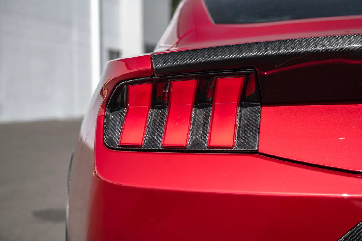 Carbon Fiber Rear Taillight Cover Trim - Ford Mustang (2024+) - Exotics Carbon Design