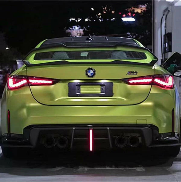 2 IN 1 AE STYLE CARBON FIBER LED REAR DIFFUSER AND SPLITTERS - BMW G80 M3 | G82 M4 - Exotics Carbon Design