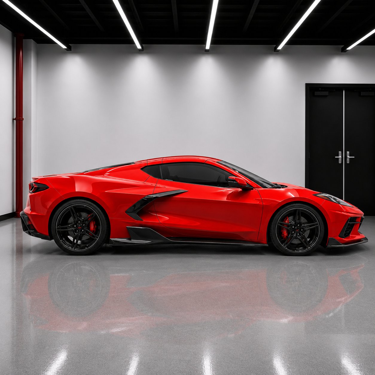 Corvette C8 AD Style Carbon Fiber Side Skirts