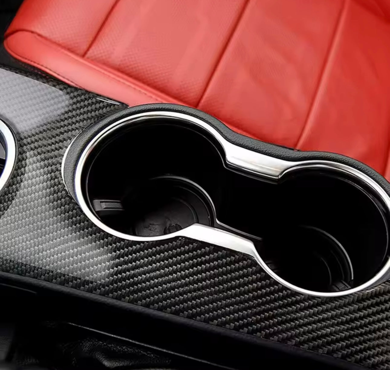 Carbon Fiber Center Console Sticker Overlay - Ford Mustang (2015–2021) - Exotics Carbon Design