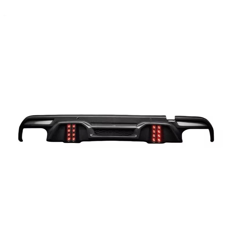 BMW F85 / F85 X5M / F86 X6M L-Style Carbon Fiber Rear Diffuser with LED Lights - Exotics Carbon Design
