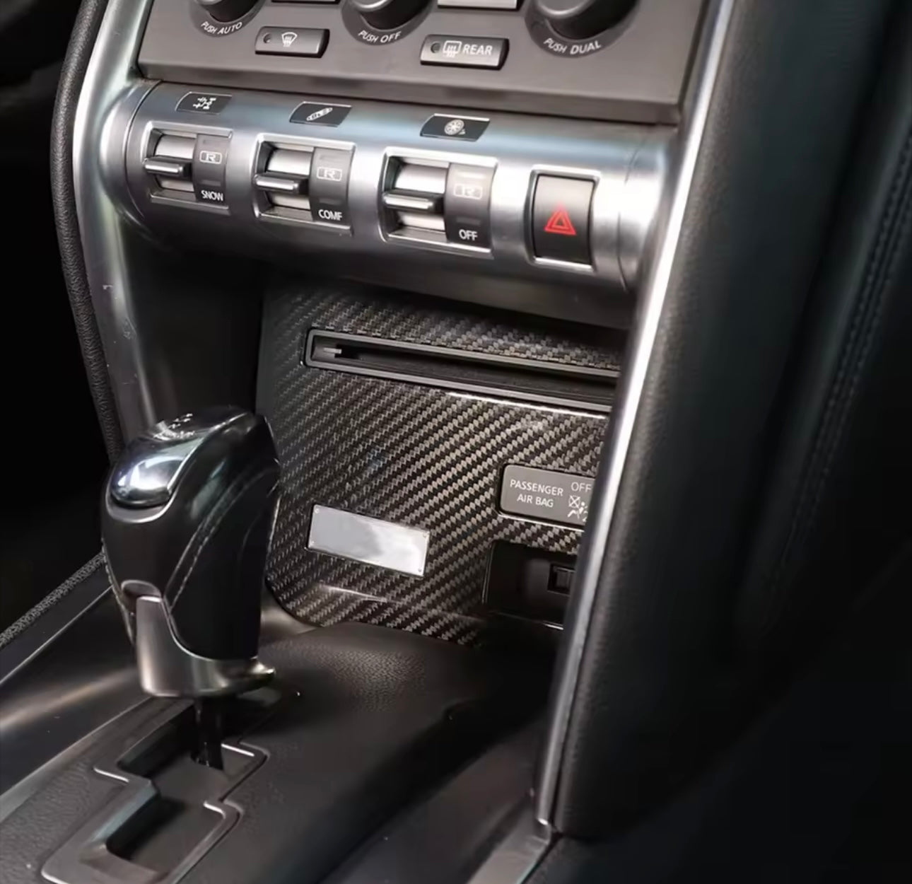 Carbon Fiber Lower Button Panel Trim for Nissan GT-R R35 (2009–2016) - Exotics Carbon Design