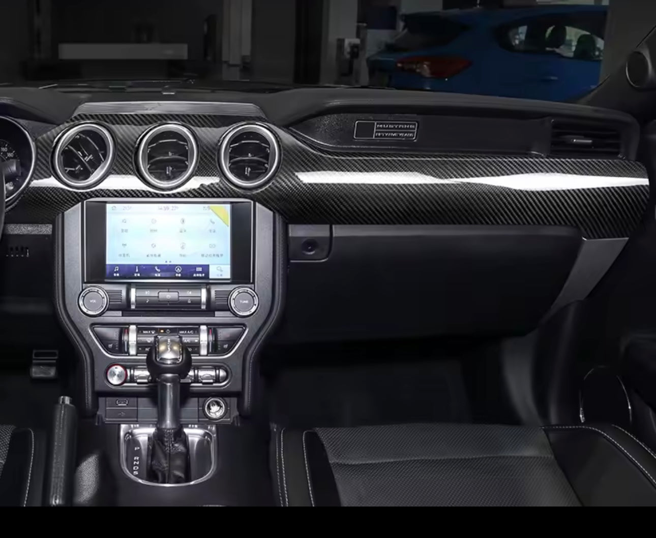 Carbon Fiber Center Dashboard Trim - Ford Mustang (2015–2022) - Exotics Carbon Design