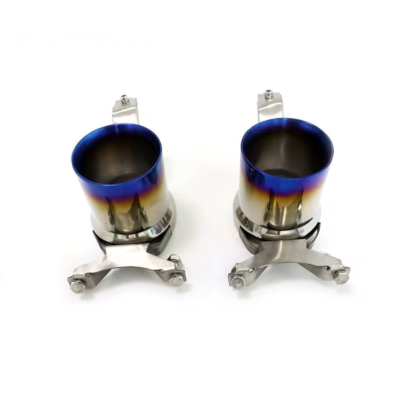 Ferrari F8 / 488 GTB / 488 Pista – Blue Burnt Titanium Exhaust Tips - Exotics Carbon Design