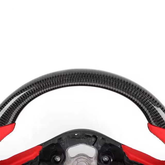Carbon Fiber & Red Leather Steering Wheel - Toyota GR Supra A90 / A91 (2020–2025) - Exotics Carbon Design