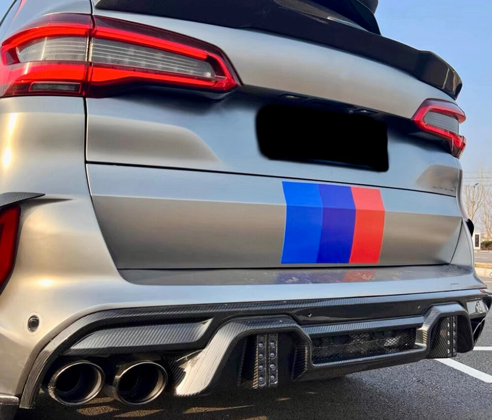 BMW F85 / F85 X5M / F86 X6M L-Style Carbon Fiber Rear Diffuser with LED Lights - Exotics Carbon Design