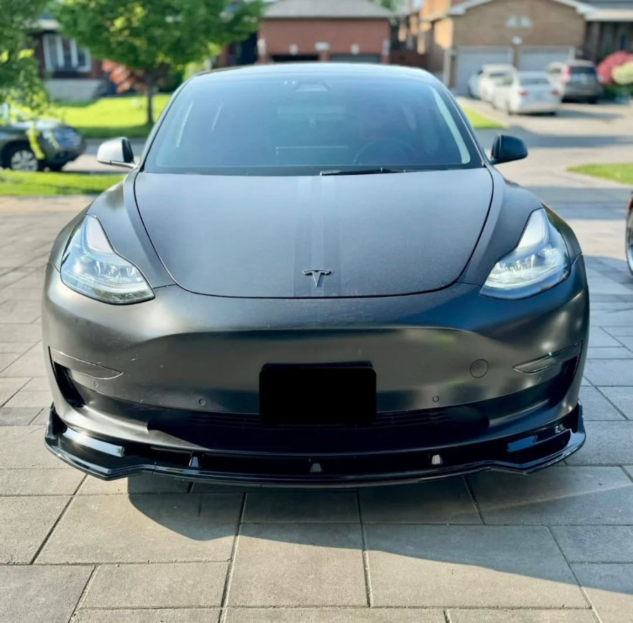 VSR-Style Gloss Black Front Lip | Sporty Aero Upgrade – Tesla Model 3 2017–2023 - Exotics Carbon Design