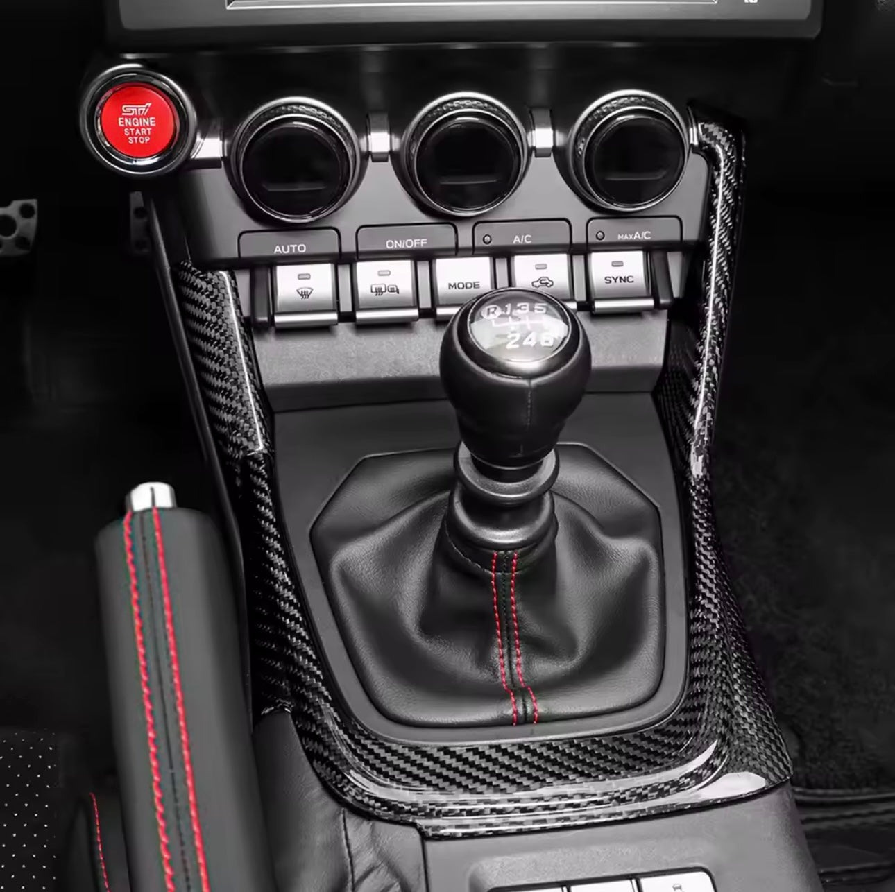 Carbon Fiber Gear Panel Cover - Toyota GR86 / Subaru BRZ (2022–2025) - Exotics Carbon Design