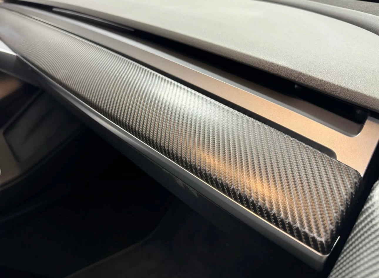 Carbon Fiber Dashboard Trim Premium Interior Accent – Tesla Model 3/Y (2021–2023) - Exotics Carbon Design