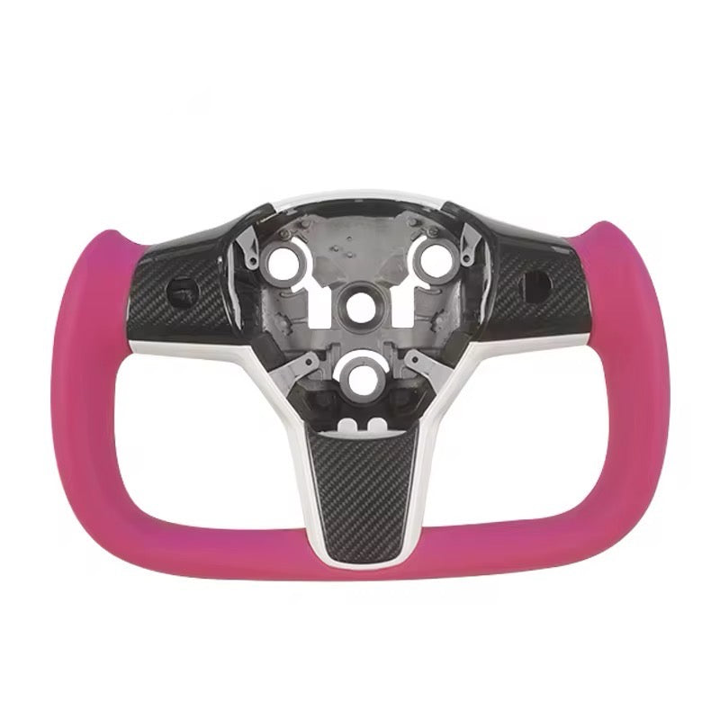 Pink F1-Style Carbon Fiber Steering Wheel – Tesla Model 3/Y 2017-2023 - Exotics Carbon Design