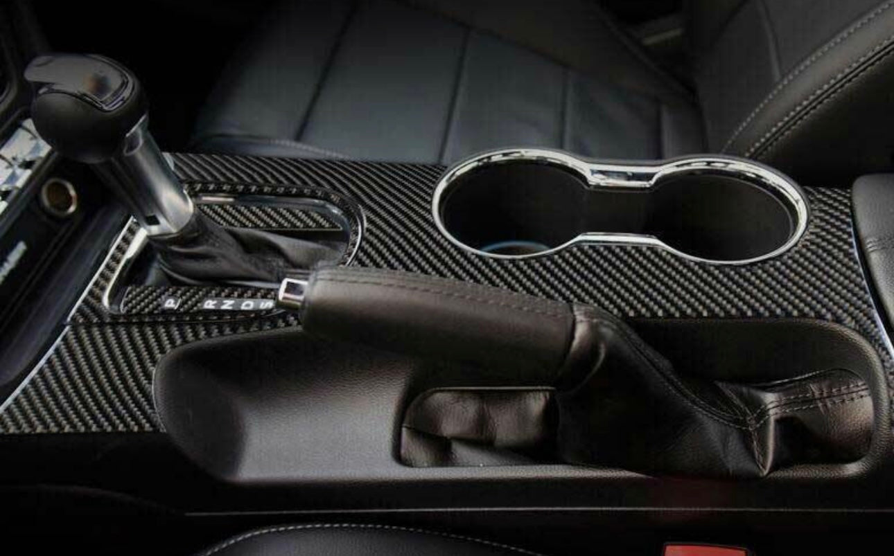 Carbon Fiber Center Console Sticker Overlay - Ford Mustang (2015–2021) - Exotics Carbon Design