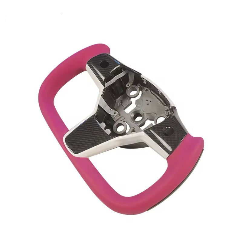 Pink F1-Style Carbon Fiber Steering Wheel – Tesla Model 3/Y 2017-2023 - Exotics Carbon Design