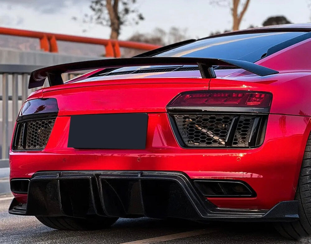 Audi R8 (2016-2019) - Racing Motorsport Style Carbon Fiber Rear Wing - Exotics Carbon Design