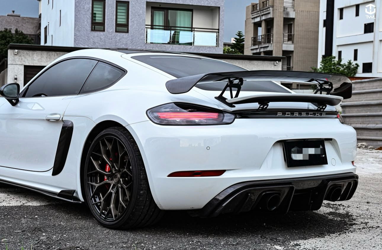 Porsche 718 Boxster / Cayman (2016-2021) - Carbon Fiber Track Inspired Spoiler - Exotics Carbon Design