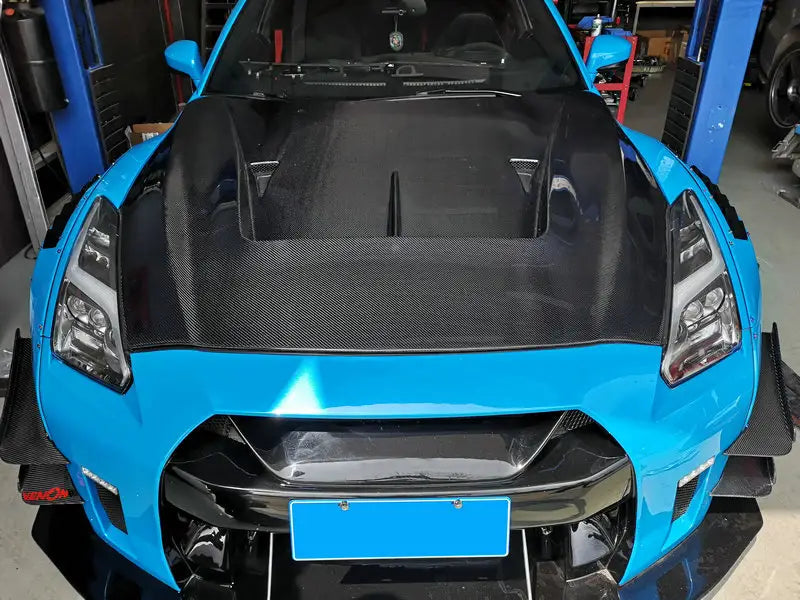 Nissan GT-R R35 (2009-2016) - Vented Carbon Fiber Race Hood - Exotics Carbon Design