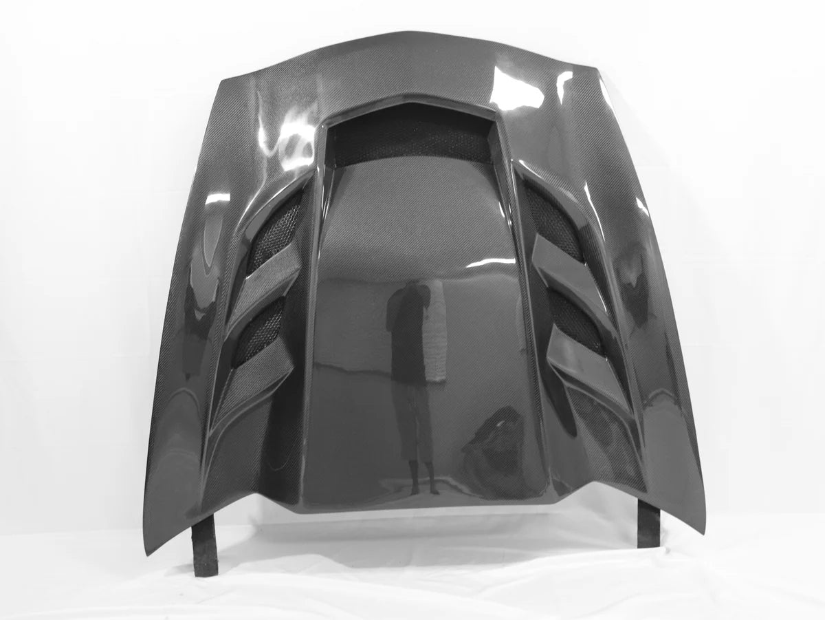 2014-2019 Corvette C7 - Double Sided Carbon Fiber Vented Style Hood - Exotics Carbon Design
