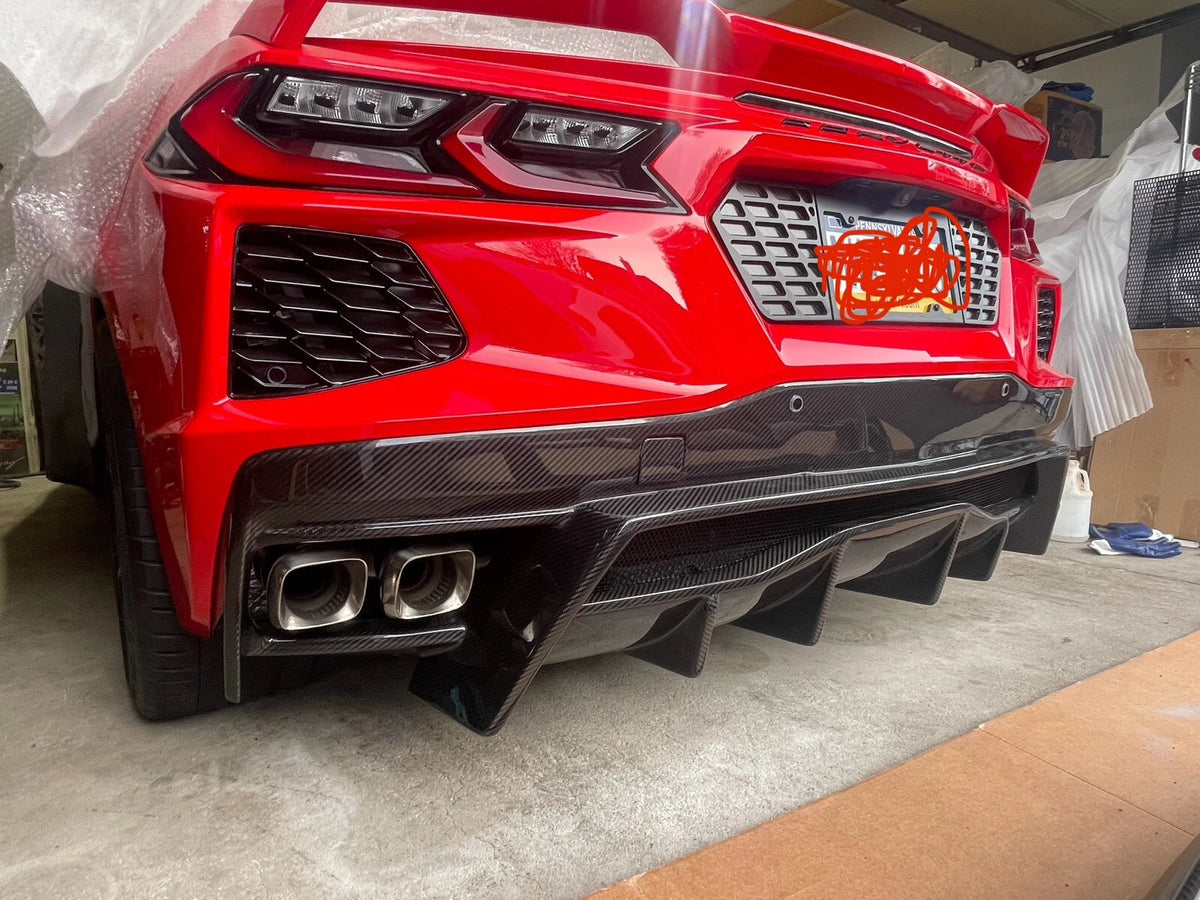 Corvette C8 – Dry Carbon Fiber V3 Rear Diffuser - Exotics Carbon Design