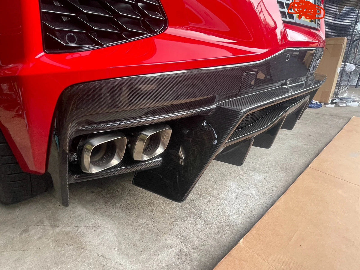 Corvette C8 – Dry Carbon Fiber V3 Rear Diffuser - Exotics Carbon Design