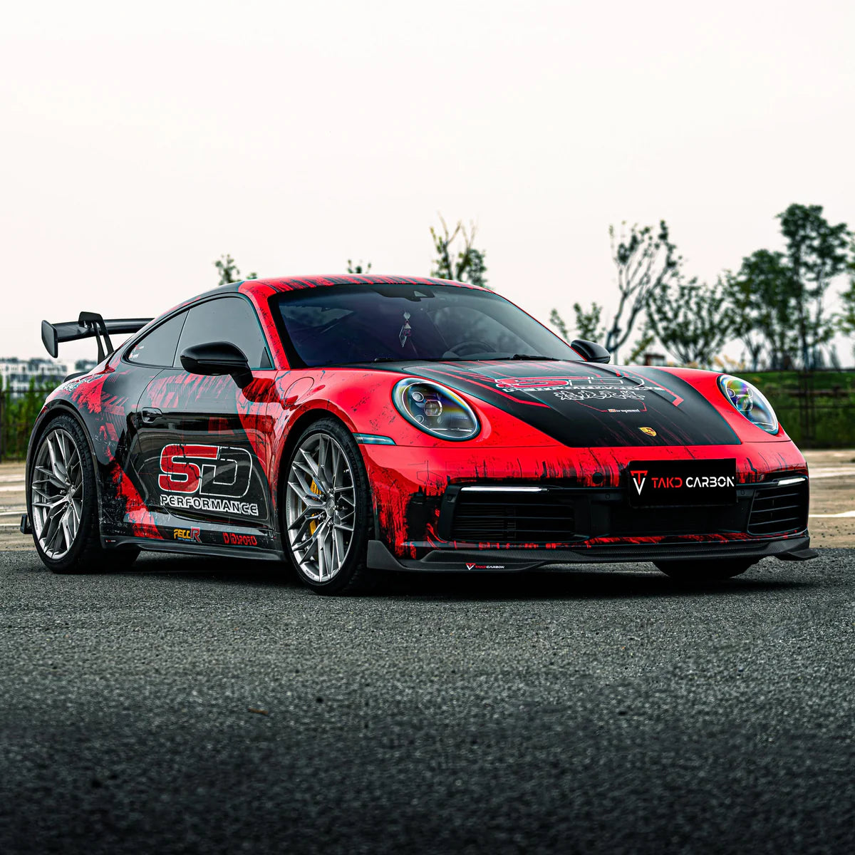 Porsche 992 911 Carrera – TAKD Style Pre-Preg Carbon Fiber Front Splitter - Exotics Carbon Design